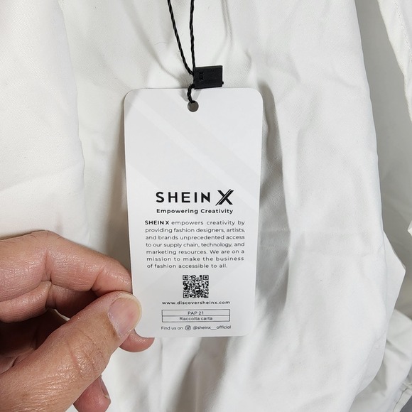 SHEIN X Dress Womens Large White Ruffle Sleeve Tie Back Mini Babydoll Style - Picture 13 of 14